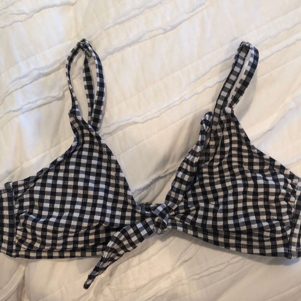 gingham tie bikini top